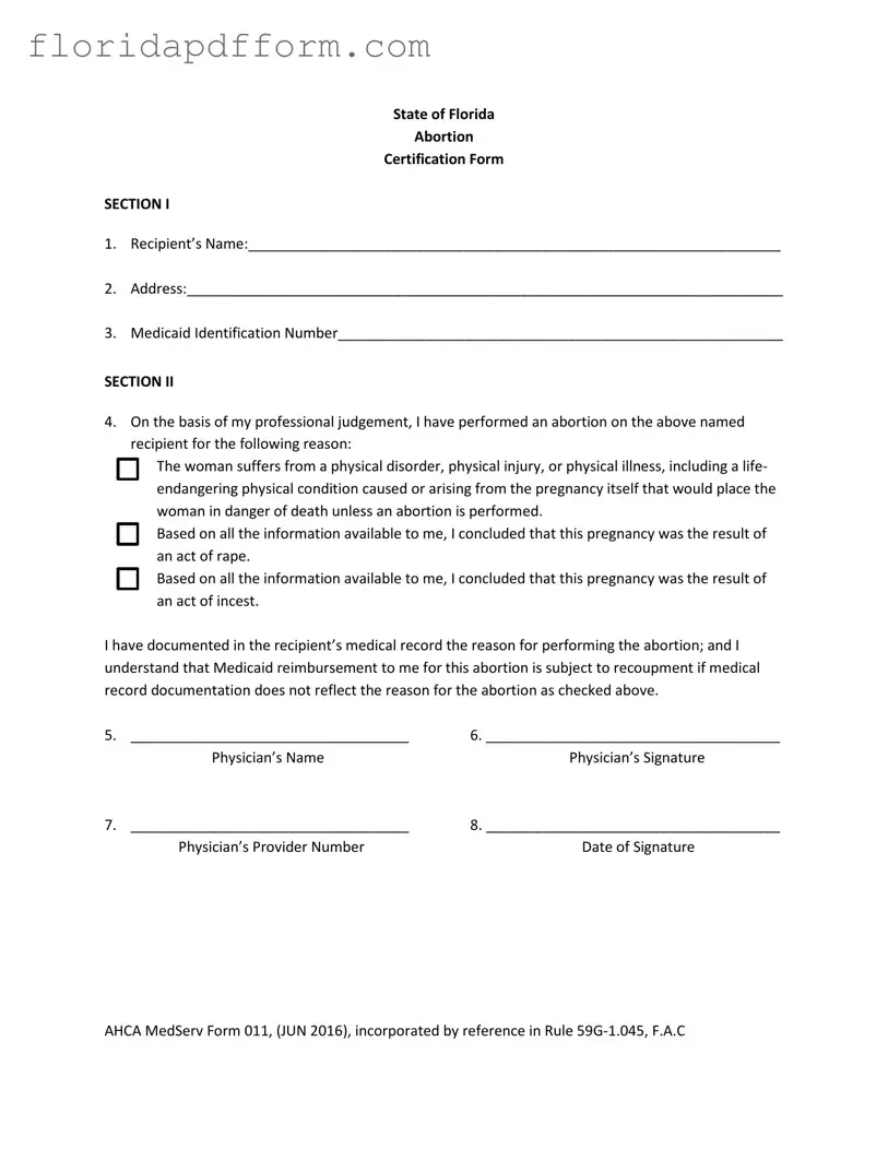 Free Abortion Paperwork Florida Form
