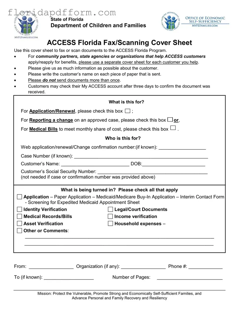 Free Access Florida Fax Form