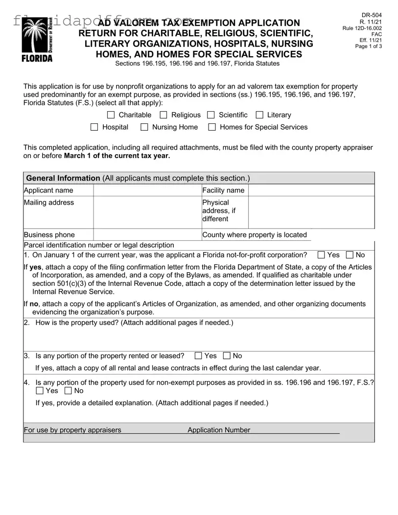 Free Dr 504 Florida Form