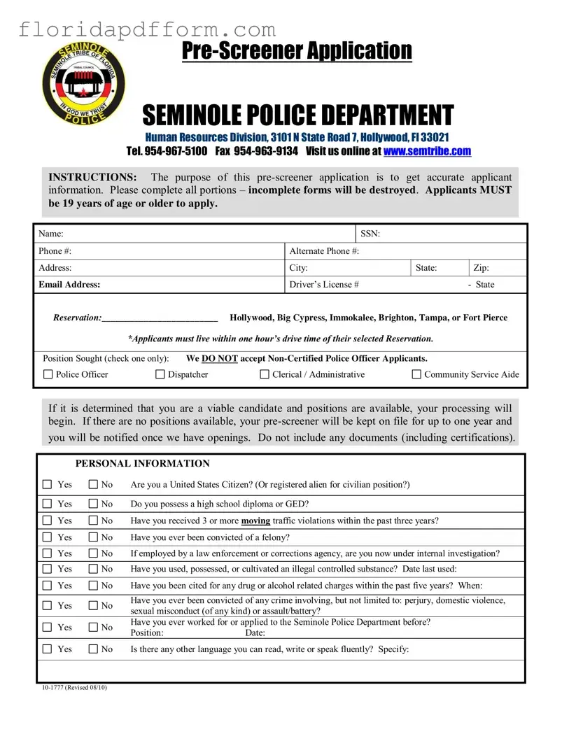 Free Florida 10 1777 Form