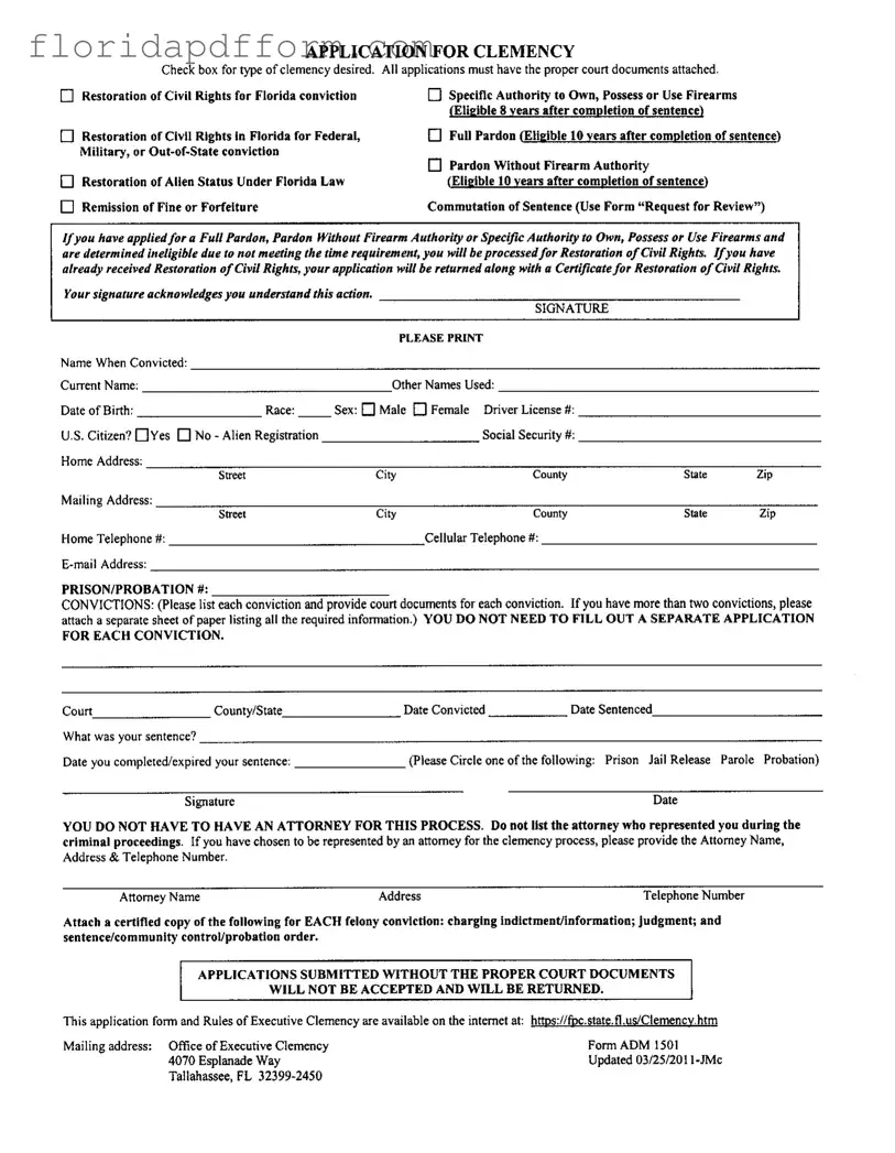Free Florida Clemency Application Form
