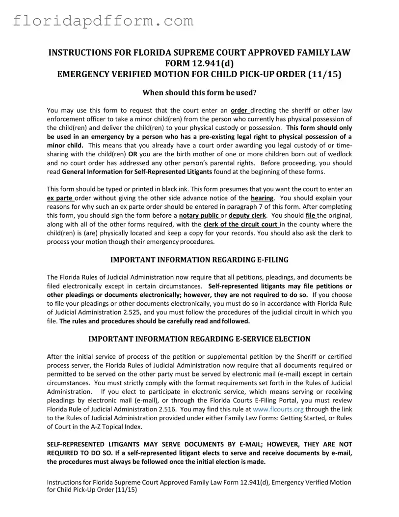 Free Florida Emergency Form