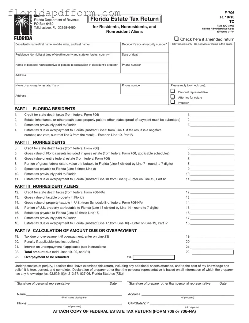 Free Florida F 706 Form