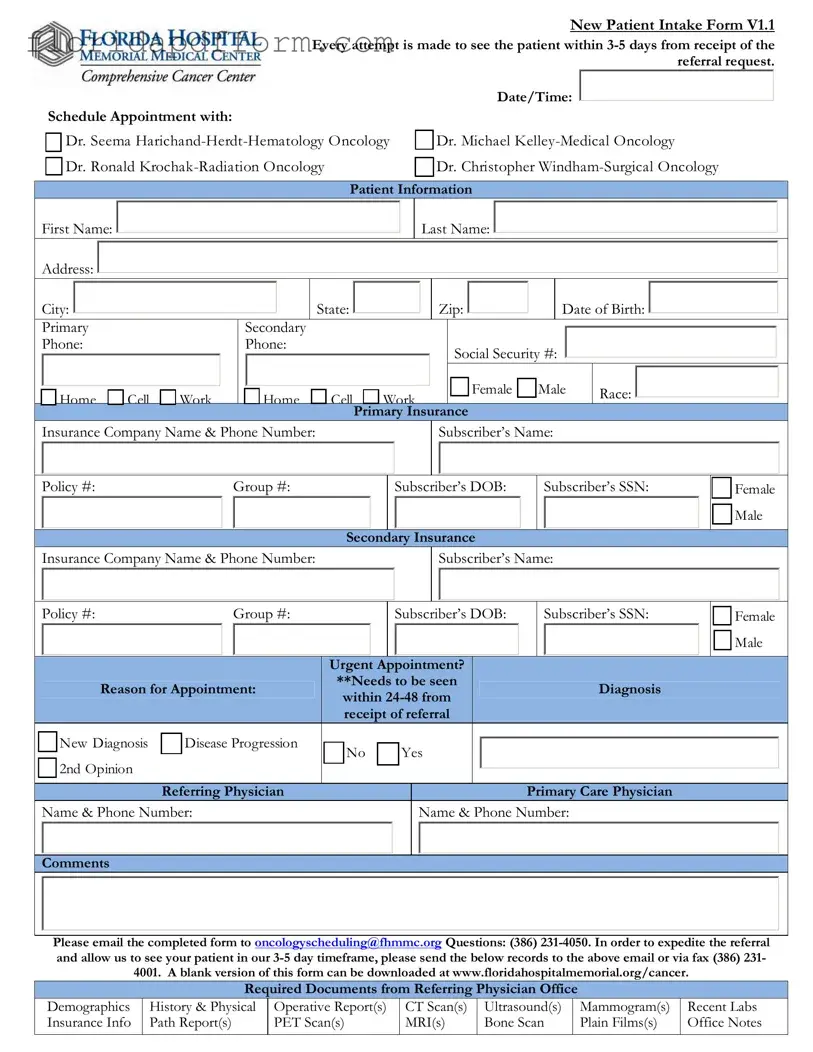 Free Florida Hospital Form