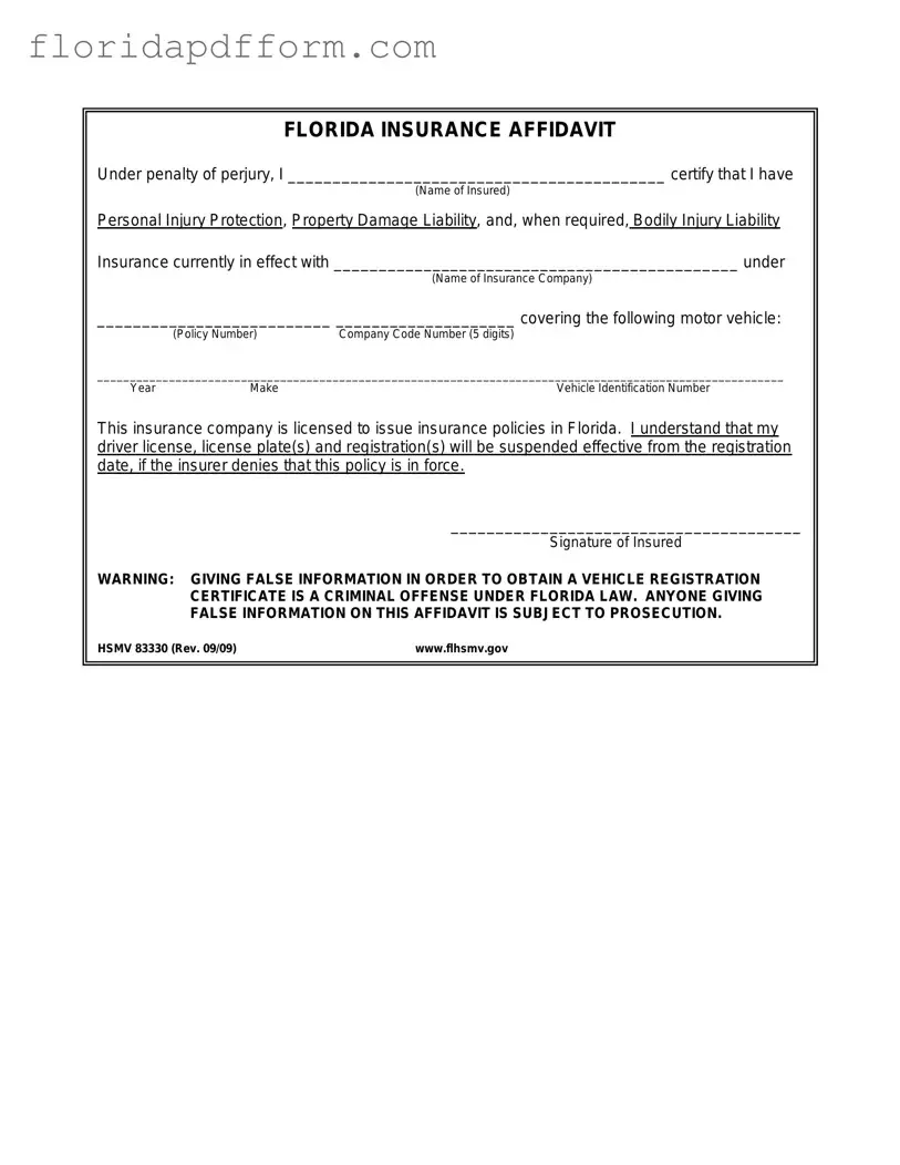 Free Florida Hsmv 83330 Form