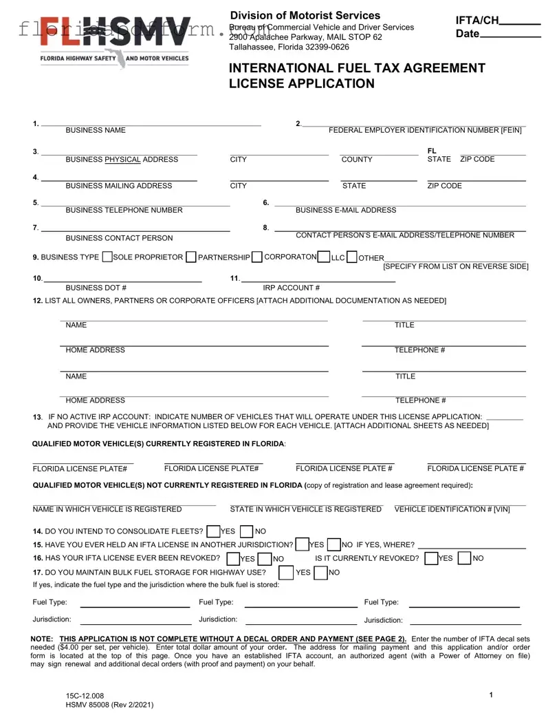 Free Florida Ifta Application Form