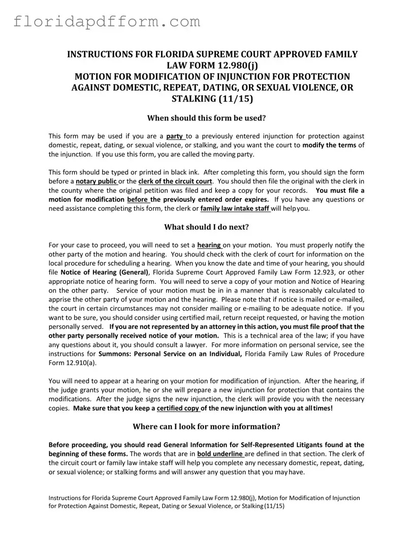 Free Florida Injunction Form