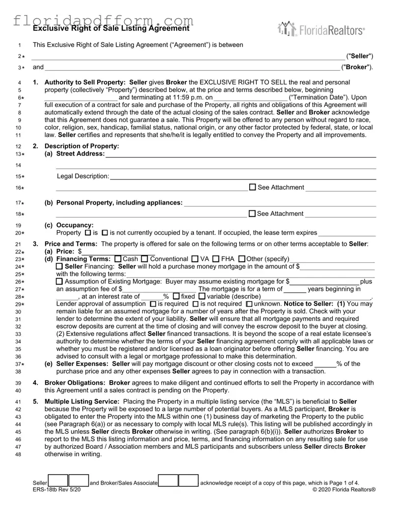 Free Florida Listing Agreement Form