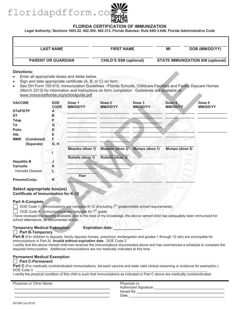 Free Florida Medical Exemption Vaccine Form