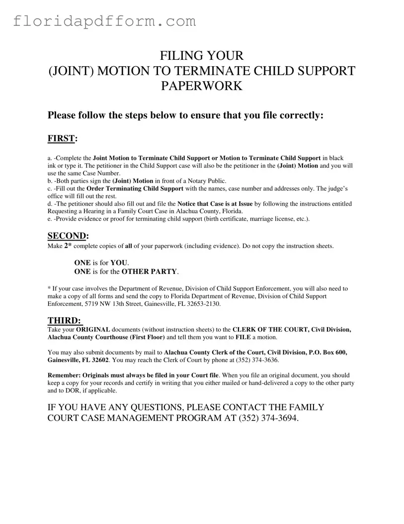 Free Florida Motion Terminate Income Deduction Order Form