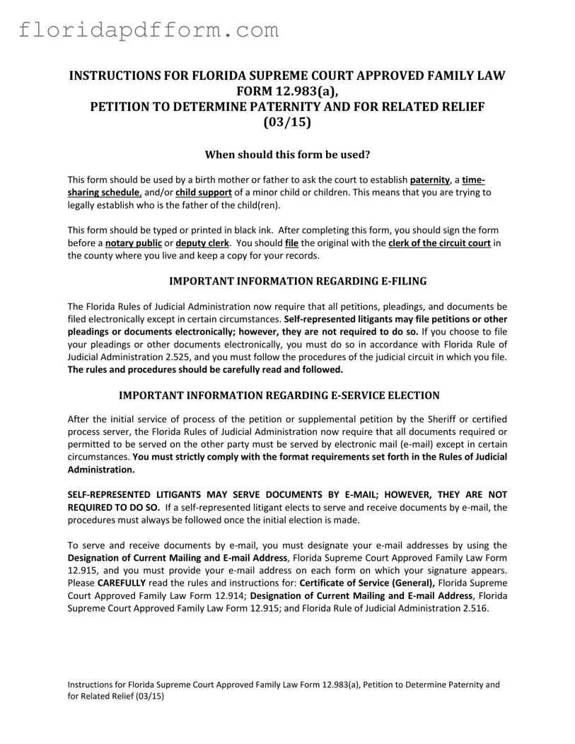 Free Florida Petitioner Form