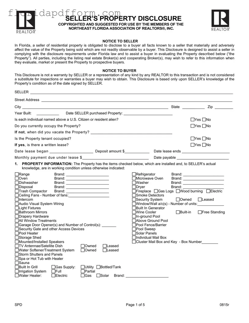 Free Florida Seller Property Form