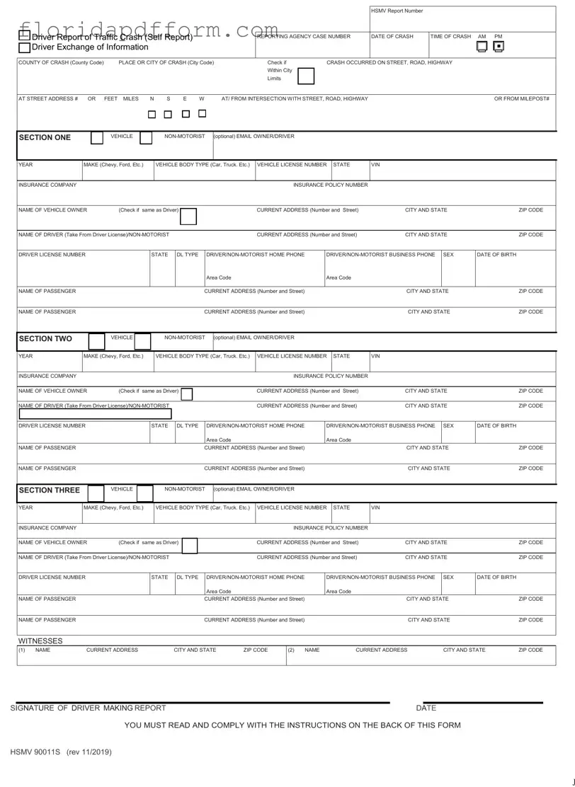 Free Florida Traffic Crash Report Form