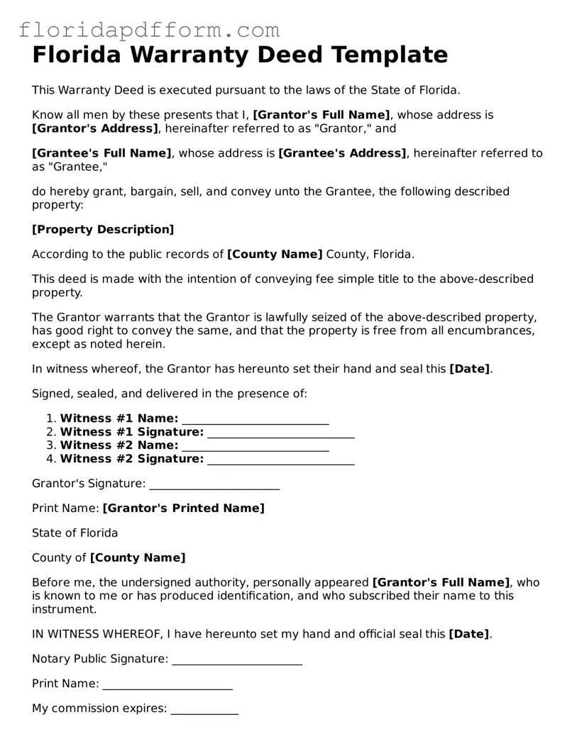 Blank Deed Template for Florida