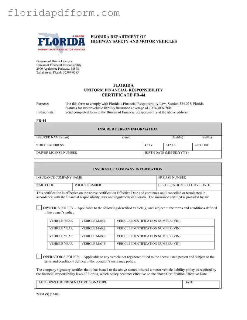 Free Fr44 Florida Form