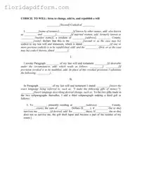 Free Florida Codicil Form