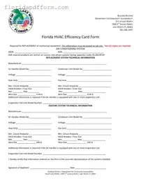Free Florida Hvac Efficiency Card Form