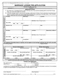 Free Florida Marriage Application Form