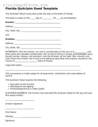 Blank  Quitclaim Deed Template for Florida